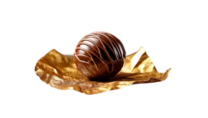 Artisan chocolate selection reflected on a mirror display
